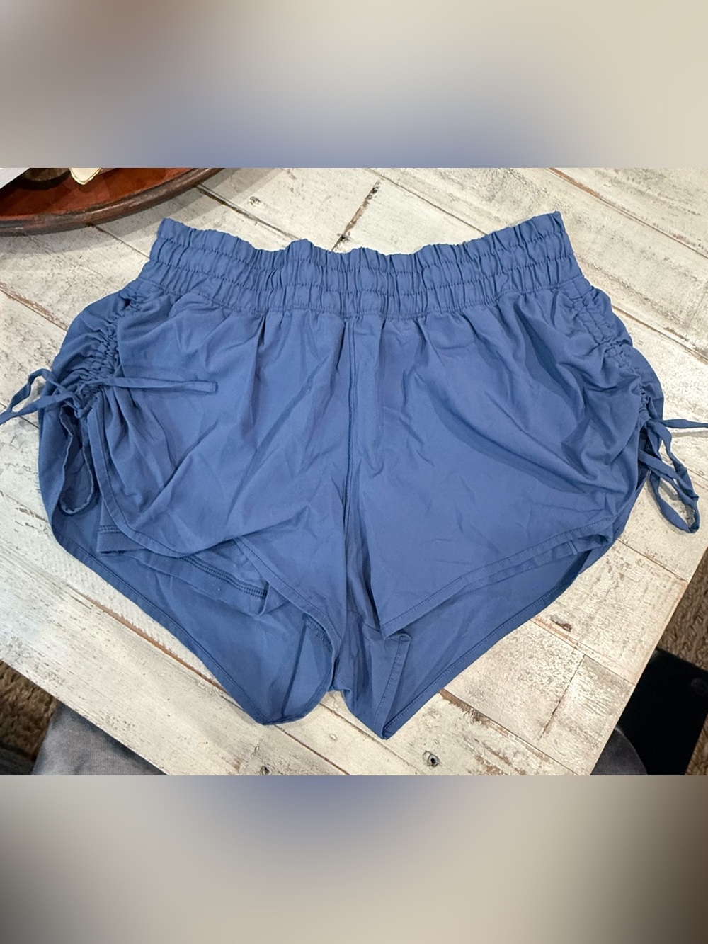 Women’s Aerie Elastic Waist Blue Running Shorts with Tie sides